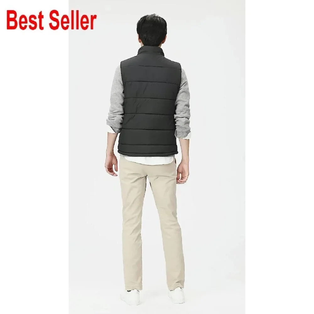 Men's Midweight Fleece-Lined Puffer Vest Classic Insulated Winter Layering